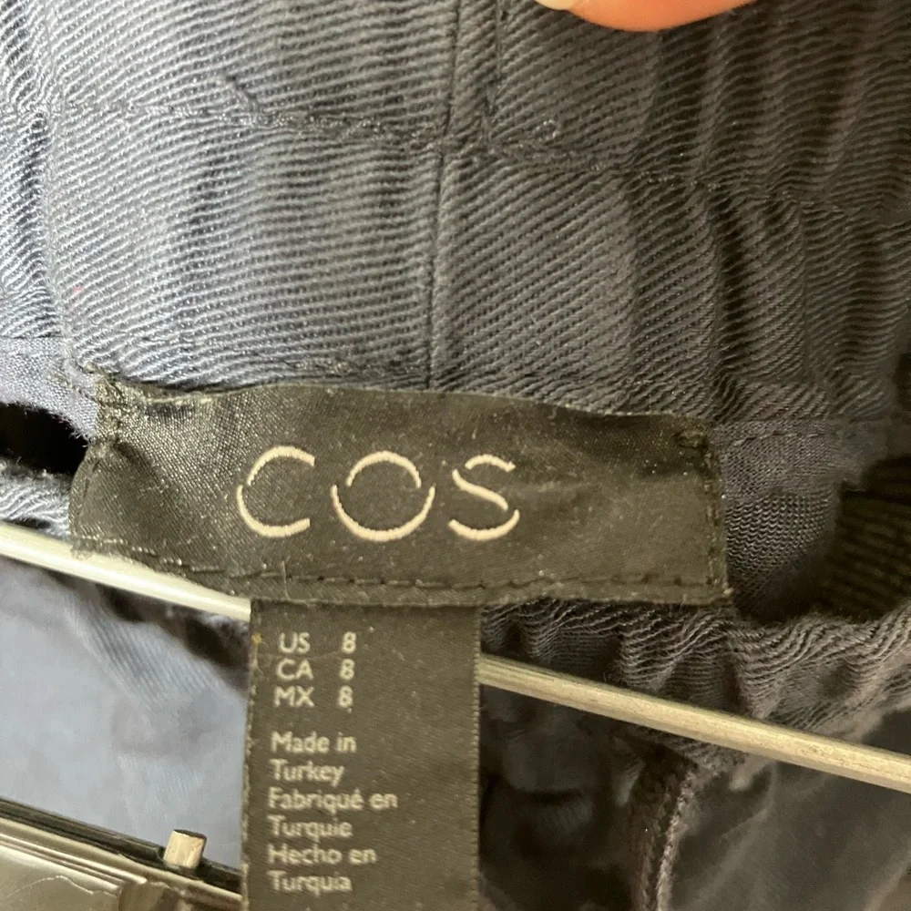 COS Linen Blend Pants Pull On Navy Blue‎ Sz 8 Straight Leg Pockets Beach Casual